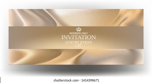 Elegant Luxury invitation with beige fabric on the background. Vector illustration