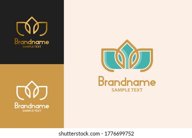 Elegant And Luxury Leaf Logo Design Concept Template.