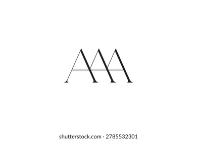 Elegant Luxury Letter AAA Monogram Logo Serif Font Interlinked Triple A Typography Wedding Sign Icon