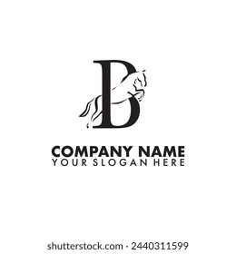 Elegant luxury letter B monogram horse jumping logo On isolated background