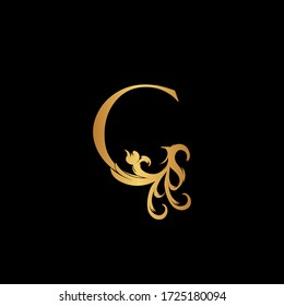 Elegant Luxury Letter G  golden logo vector, alphabet font in art decoration style.