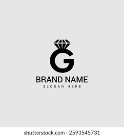 Elegant Luxury Letter G Logo with Diamond Ring Design
