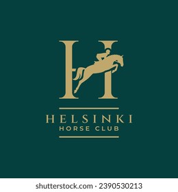 Elegante letra de lujo H mongograma caballo logo, logotipo de caballo letra H, logo de caballo saltador, tipo de logotipo, tipografía.