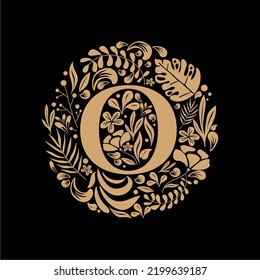 Elegant Luxury Letter O Circle Floral Flowers