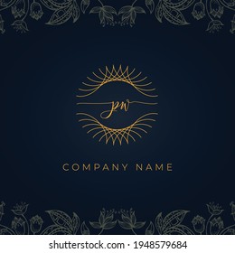 Elegant luxury letter PW logo. This icon incorporate with abstract rounded thin geometric shape in floral background.It will be suitable for which company or brand name start those initial.