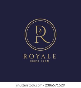 Elegant luxury letter R monogram horse logo, letter R horse logo, horse head logo