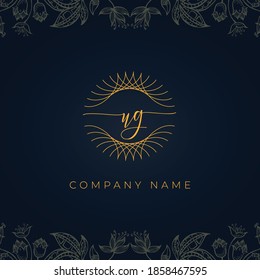 Elegant luxury letter UG logo. This icon incorporate with abstract rounded thin geometric shape in floral background.It will be suitable for which company or brand name start those initial.