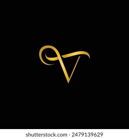 Elegant luxury letter V great for beauty or fashion business logo