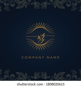 Elegant luxury letter WZ logo. This icon incorporate with abstract rounded thin geometric shape in floral background. It will be suitable for which company or brand name start those initial.