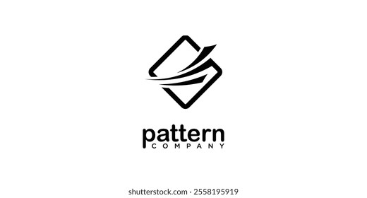 Elegant luxury line pattern logo design premium vector