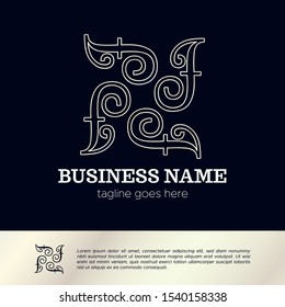 Elegant Luxury Logo Template for Business, Product, Company, Event, Wedding, Personal Brading with Silver Style. F Initial Letter with quadruple form a circle