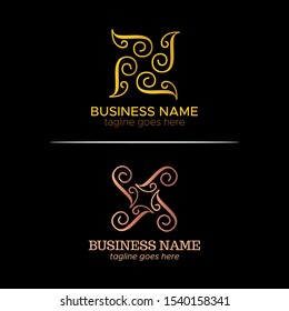 Elegant Luxury Logo Template for Business, Product, Company, Event, Wedding, Personal Brading with Silver Gold Style. I Initial Letter with quadruple form a circle