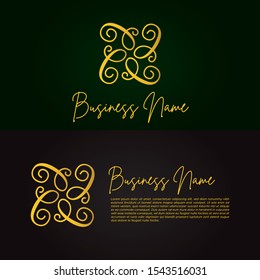 Elegant Luxury Logo Template for Business, Product, Company, Event, Wedding, Personal Brading with Silver Gold Style. C Initial Letter with quadruple form a circle