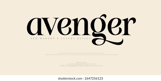 Elegant luxury and Minimal modern serif alphabet font. Typography urban style alphabet fonts for fashion, sport, technology, digital, movie, logo design, vector illustration
