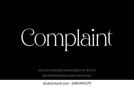 Elegant luxury minimalist alphabet display font vector with swoosh alternate style illustration. Beautiful sharp serif typography style