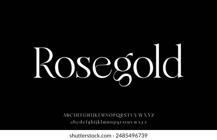 Elegant luxury minimalist alphabet display font vector with swoosh alternate style illustration. Beautiful sharp serif typography style