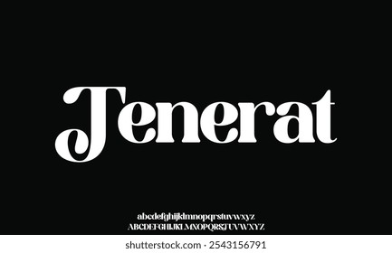 Elegant luxury minimalist alphabet display font vector with swoosh alternate style illustration. Beautiful sharp serif typography style
