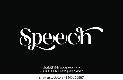 Elegant luxury minimalist alphabet display font vector with swoosh alternate style illustration. Beautiful sharp serif typography style