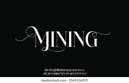 Elegante luxo minimalista alfabeto exibir fonte vetor com swoosh alternativa estilo ilustração. Estilo de tipografia serif agudo bonito