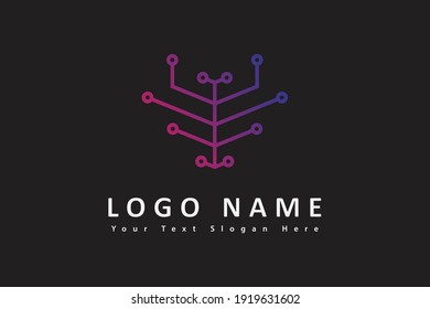 elegant luxury modern robotic tech logo design vector