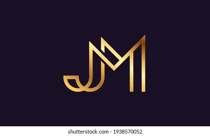 Elegante diseño de logotipo de Monograma de lujo Iniciales J M 