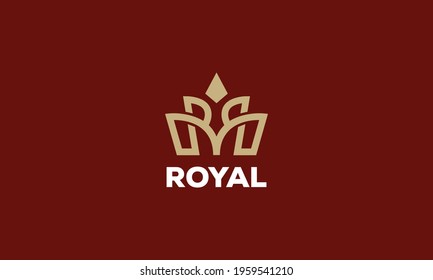 Elegant Luxury Monogram Initials R With Crown logo design