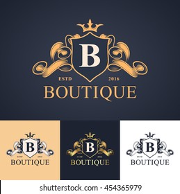 Elegant Luxury Monogram Logo Or Badge Template In Different Color Versions