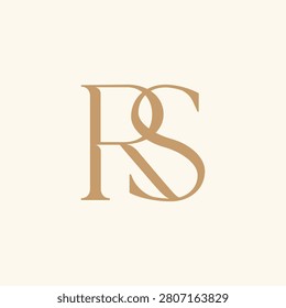 Elegant luxury monogram logo combining letters R and S in a sophisticated serif ligature style on a cream background.