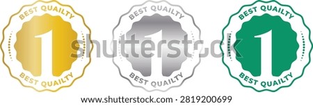 Elegant Luxury Number One Best Quality Certification Badge Collection for Packaging and Branding Vector