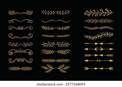 Elegant luxury ornament text dividers. Ornamental Gold Dividers for text and objects. vector design