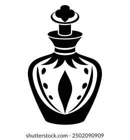 Elegant luxury perfume bottle vector artwork illustration, perfect for high-end beauty and fragrance product design. Ideal for chic, sophisticated, and visually appealing branding and packaging.