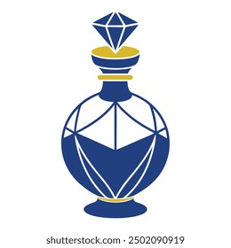 Elegant luxury perfume bottle vector artwork illustration, perfect for high-end beauty and fragrance product design. Ideal for chic, sophisticated, and visually appealing branding and packaging.