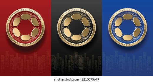 Elegant and luxury Polkadot (DOT) cryptocurrency coin set template. Virtual money logo symbol based on blockchain technology vector background. 