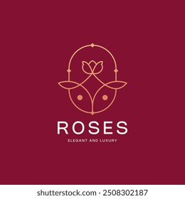 Elegant and Luxury Roses Logo Design.
