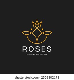 Elegantes und luxuriöses Rosen Logo Design.