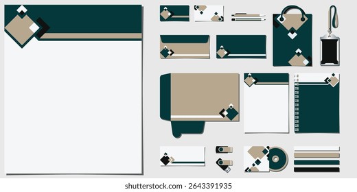elegant and luxury set of stationary design template