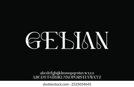 Elegant luxury sharp serif alphabet display font vector with swoosh alternate. Creative minimalist typeface