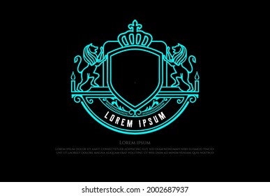 Elegant Luxury Shield Lion King Crown Badge Emblem Logo Design Vector