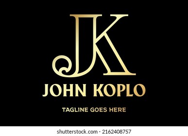 Elegant Luxury Simple Initials JK Monogram or Letter J and K Logo Design Vector