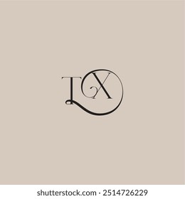 elegant and luxury style TX monogram wedding logo letter dinamyc curvy initial concept