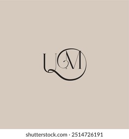 elegant and luxury style UM monogram wedding logo letter dinamyc curvy initial concept