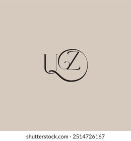 elegant and luxury style UZ monogram wedding logo letter dinamyc curvy initial concept