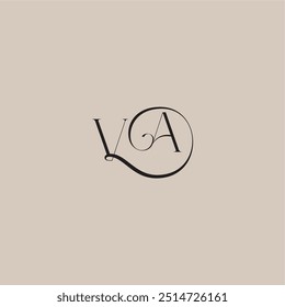 elegant and luxury style VA monogram wedding logo letter dinamyc curvy initial concept