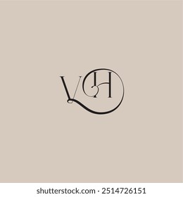 elegant and luxury style VH monogram wedding logo letter dinamyc curvy initial concept