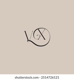 elegant and luxury style VX monogram wedding logo letter dinamyc curvy initial concept