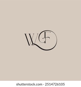 elegant and luxury style WF monogram wedding logo letter dinamyc curvy initial concept