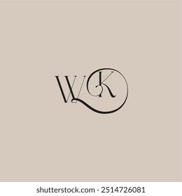 elegant and luxury style WK monogram wedding logo letter dinamyc curvy initial concept