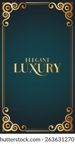 Elegant luxury teal and gold frame background