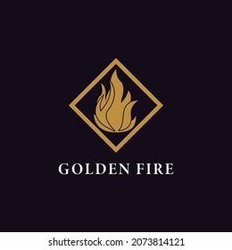 Elegant Luxury Torch, Golden Torchlight Fire Flame logo applied for Company logo design Inspiration.