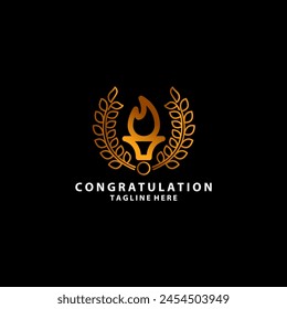 Elegant Luxury Torch, Golden Torchlight Fire Flame logo design inspiration